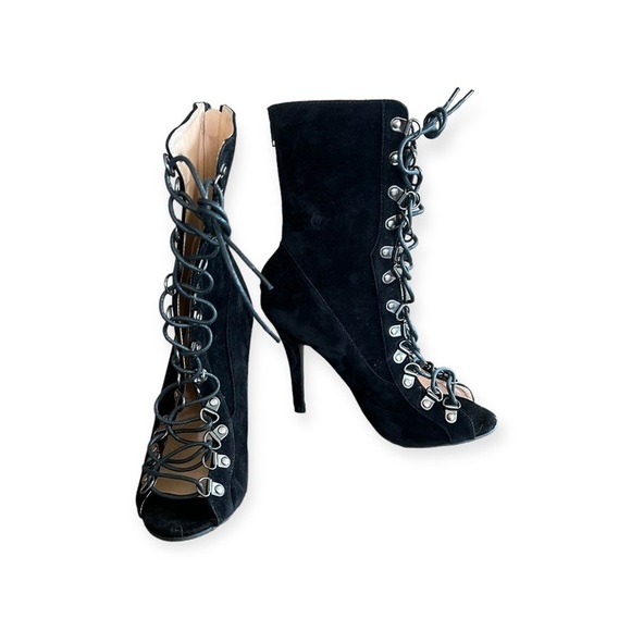 Chase & Chloe shoes boots tie front heels open toe Size 6 - Picture 1 of 11